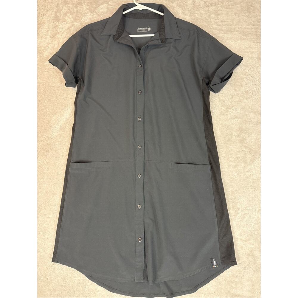 Smartwool Women's Merino Sport Shirt Dress Black Above Knee Outdoor Preppy M